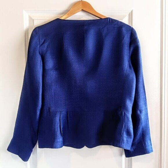 Piazza Sempione Blue Italian Silk Peplum Jacket - Picture 4 of 8